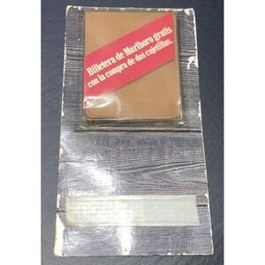 Vintage RARE 1989 New‎ Marlboro Brand Genuine Leather Brown Bi-Fold Wallet